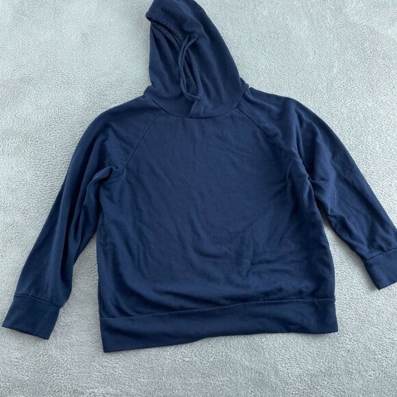 Eddie Bauer Womens Navy Blue Hoodie Long Sleeve Soft Blend Pullover Size L 5741 - Picture 1 of 8